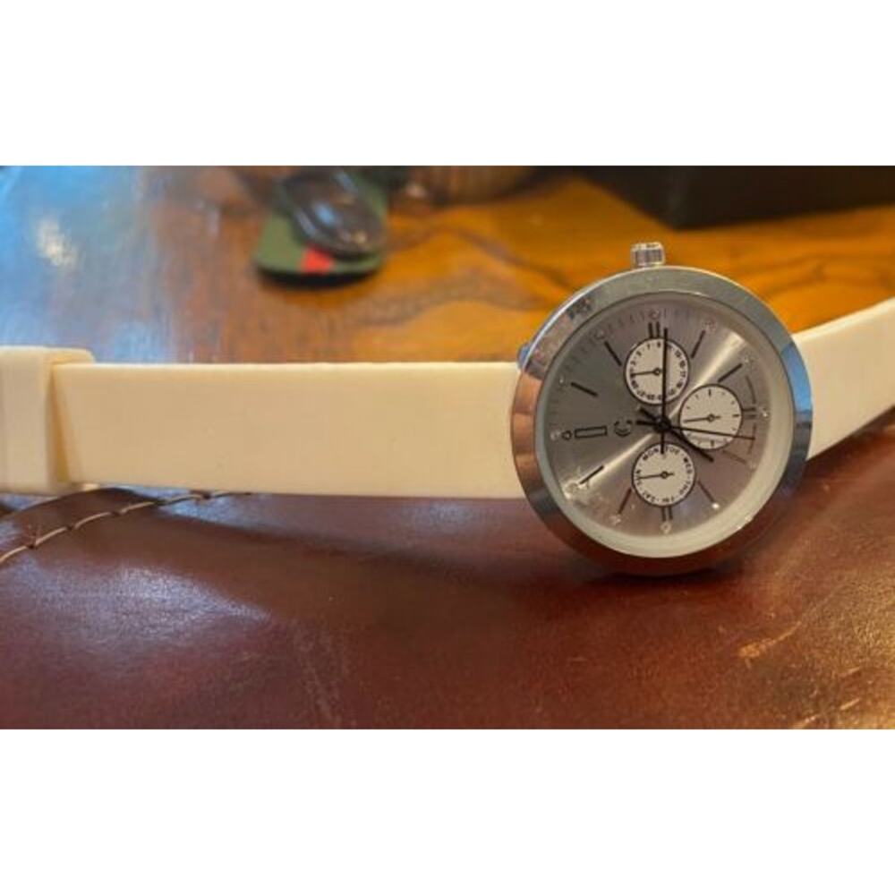Women's Silver Tone 33mm Charming Charlie Watch, White Poly Band